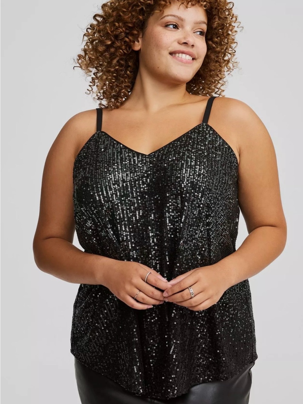 Womens Torrid Sophie Sequin Ombre Swing Cami Black